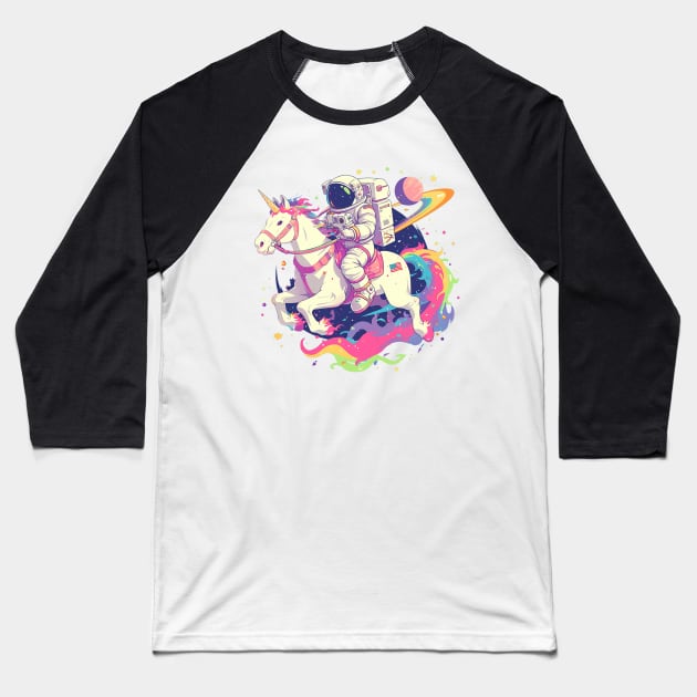 astronaut ride unicorn Baseball T-Shirt by peterdora